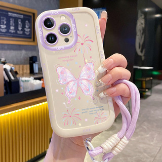 Ốp Lưng iPhone 11 11 Pro 11 Pro Max 12 12 Pro 12 Pro Max 13 13 Pro 13 Pro Max Case Với Lanyard Bướm nhỏ đẹp