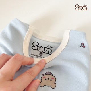 | SEUNKIDS | Bộ dài tay cotton Hàn bé gái bé trai bộ đồ cho bé
