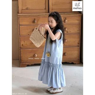 MLSDCC.1954 - Váy Melisa sát nách chân đuôi cá 2 màu trắng/xanh size 2-11y