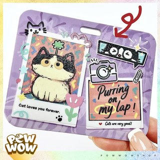 Bao Đựng Thẻ Nhân Viên Nhựa ABS Ngang Phong Cách Nhân Vật Hoạt Hình Mèo Cat Doodle Abstract Painting Nhiều Màu Colorful