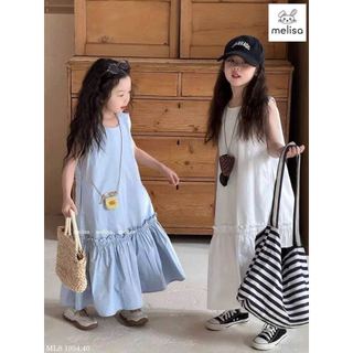 MLSDCC.1954 - Váy Melisa sát nách chân đuôi cá 2 màu trắng/xanh size 2-11y