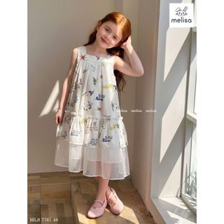 MLSDCC.7761 - Đầm 2 dây Melisa hoa chân phối voan trắng size 2-11y