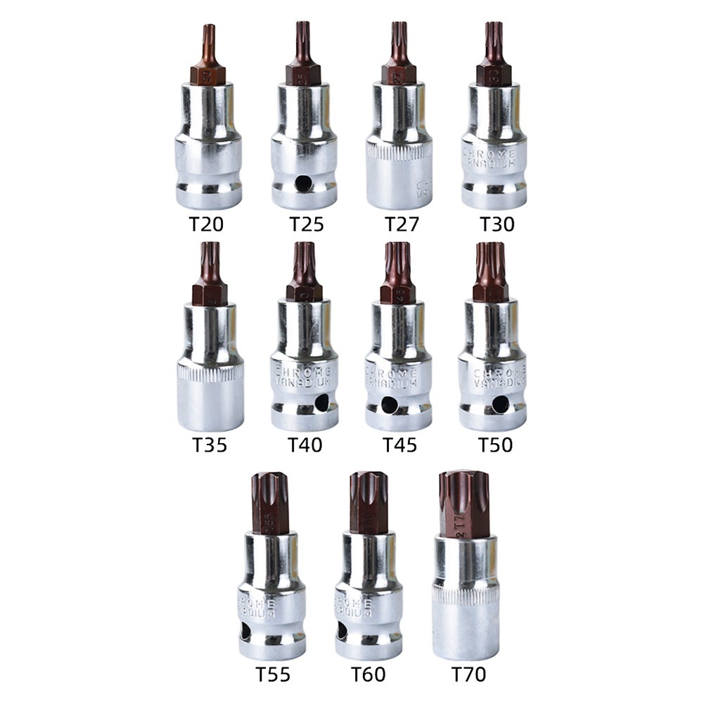[Smellshi] 1 Mũi tuốc nơ vít đầu Torx T20-T70 Torx Bit Ổ cắm 1 / 2 inch Cờ lê ổ cắm