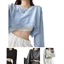 Áo Crop Top Crop Top dài tay dành cho nữ Áo thun dáng rộng