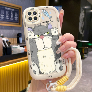 Ốp Lưng OPPO A93 2020 Reno 4F Reno4 F Reno 4 Lite F17 Pro Case Với Lanyard Mèo Dễ thương