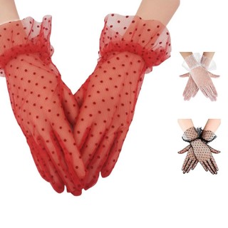 Găng tay ren lưới co giãn và váy cưới cho cô dâu, phù hợp trang phục dạ hội