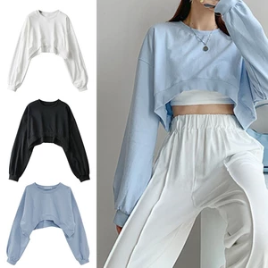 Áo Crop Top Crop Top dài tay dành cho nữ Áo thun dáng rộng