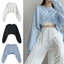 Áo Crop Top Crop Top dài tay dành cho nữ Áo thun dáng rộng