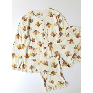 BM2508PJ02 - Pyjama Beemon vải tổ ong màu be họa tiết cho Mẹ freesize 50-65kg