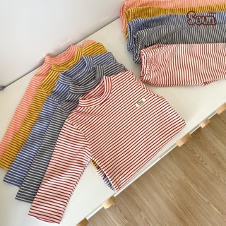 | SEUNKIDS | Bộ dài tay borip bông sọc bé gái bé trai bộ đồ cho bé