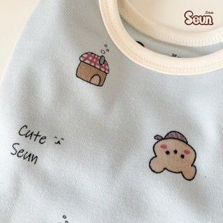 | SEUNKIDS | Bộ dài tay cotton Hàn bé gái bé trai bộ đồ cho bé