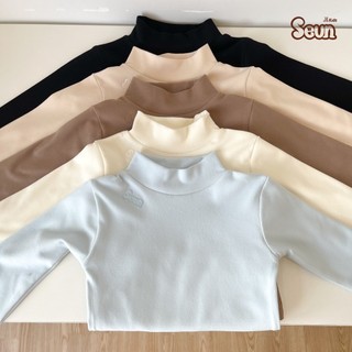 | SEUNKIDS | Áo giữ nhiệt cổ cao bé gái bé trai áo tay dài áo cổ lọ