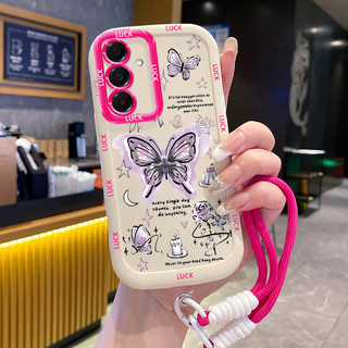 Ốp Lưng Samsung A16 4G A16 5G A15 4G A15 5G A14 5G A14 4G A24 A25 5G A34 5G A54 5G A35 5G Case Với Lanyard Bướm Vỏ mềm