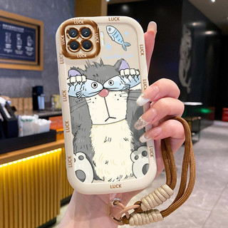 Ốp Lưng OPPO A93 2020 Reno 4F Reno4 F Reno 4 Lite F17 Pro Case Với Lanyard Mèo Dễ thương