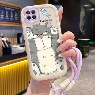 Ốp Lưng OPPO A93 2020 Reno 4F Reno4 F Reno 4 Lite F17 Pro Case Với Lanyard Mèo Dễ thương