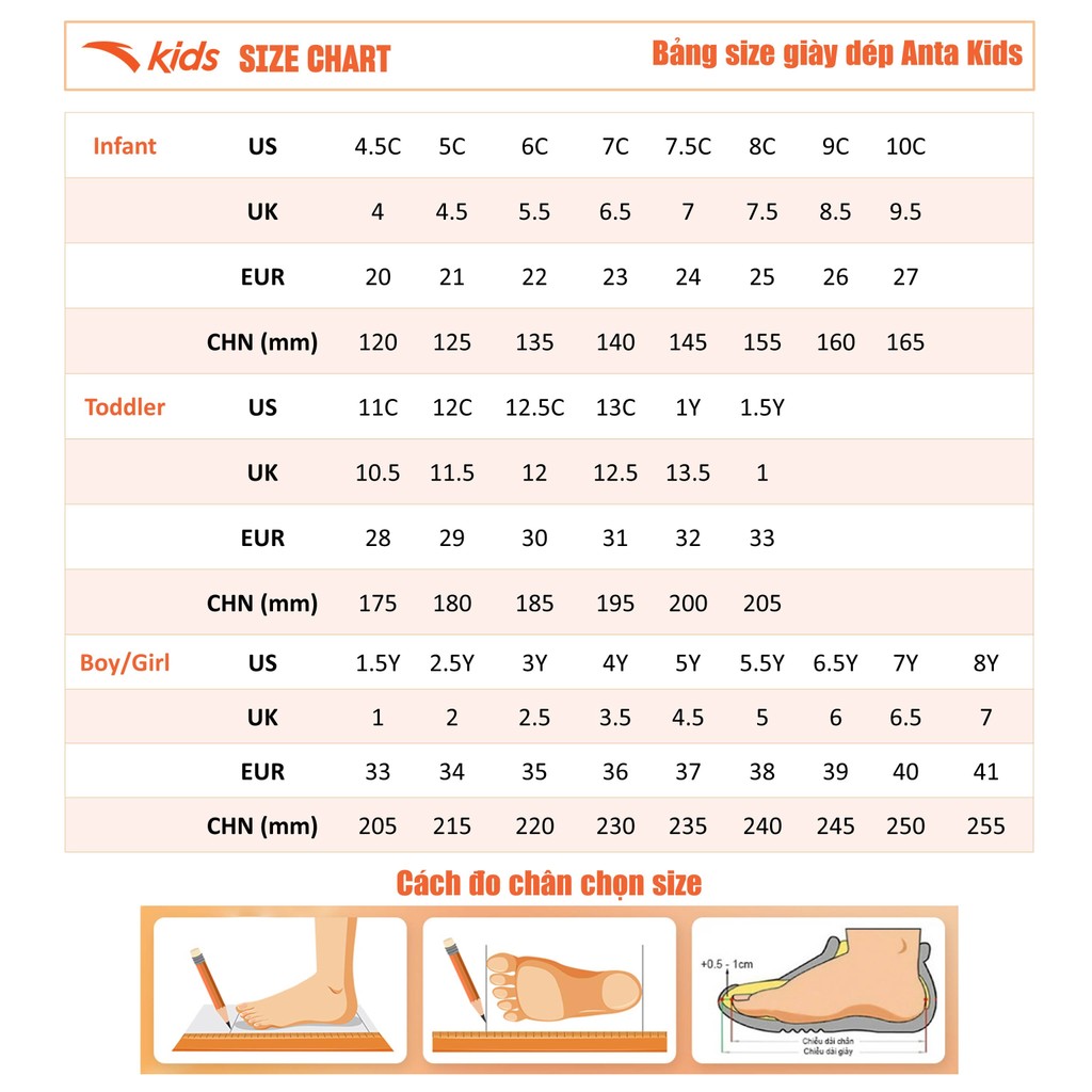 Giày Tập Đi Bé Gái Size 20 - 27 Anta Kids 5U A225A0030