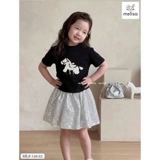 MLSBCC.548 - Bộ bé gái Melisa áo đen in ngựa + chân váy kim sa size 2-12y