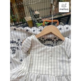 MLSDCC.7531 - Váy Melisa kẻ vai thắt nơ thêu hoa đen size 2-11y