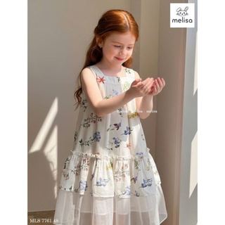 MLSDCC.7761 - Đầm 2 dây Melisa hoa chân phối voan trắng size 2-11y