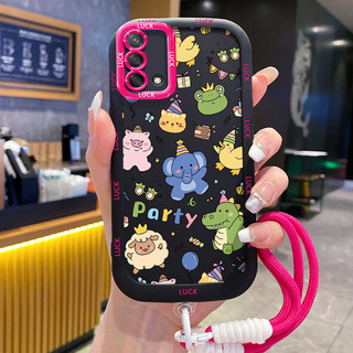 Ốp Lưng OPPO A74 A95 F19 F19s Reno 6 Lite Case Với Lanyard Siêu Đáng yêu