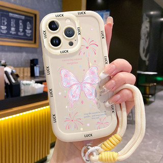 Ốp Lưng iPhone 11 11 Pro 11 Pro Max 12 12 Pro 12 Pro Max 13 13 Pro 13 Pro Max Case Với Lanyard Bướm nhỏ đẹp