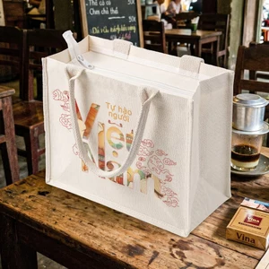 Túi đay tự nhiên có khóa in Tự Hào Việt Nam họa tiết kiến trúc đi chợ đi biển bền đẹp phong cách Việt a-tdayb0132