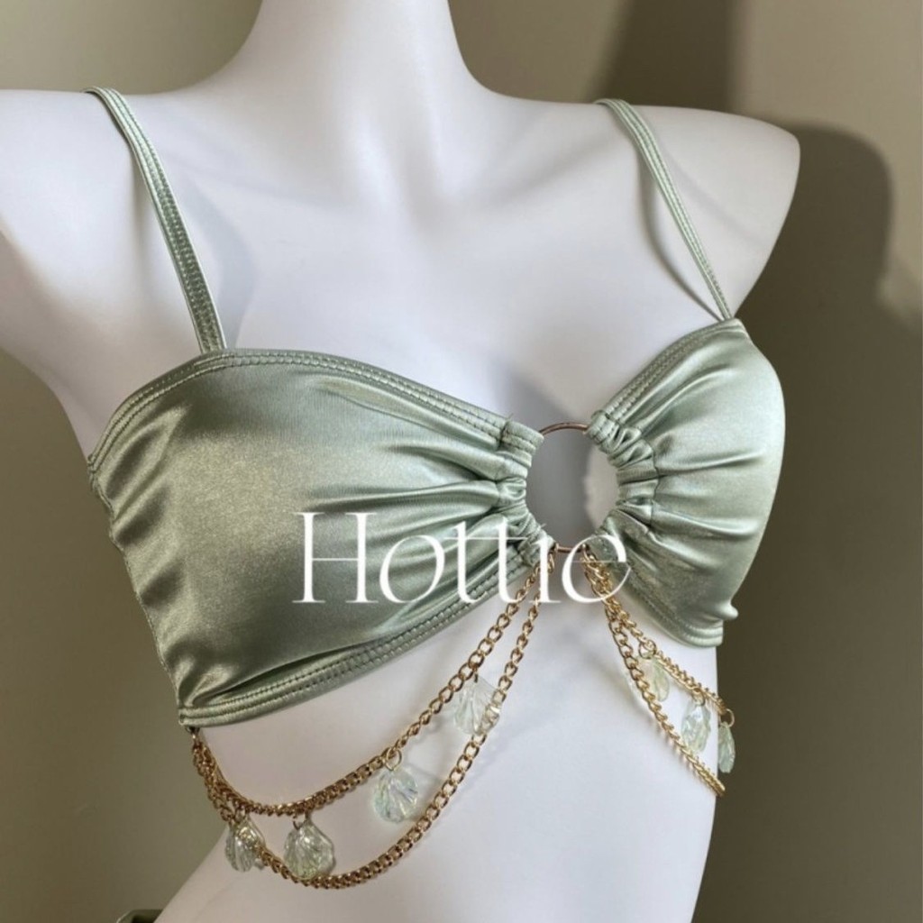 Nhỏ Tươi Xanh Cô Gái Chia Đồ Bơi Bên Bờ Biển Mùa Xuân Nóng Kỳ Nghỉ Bikini Ba Mảnh Váy Phong Cách Che Thịt Ôm Hơn Nhìn