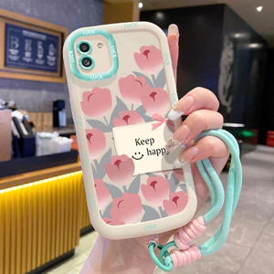 Ốp Lưng Samsung A03 Case Hoa nhỏ đẹp Với Lanyard