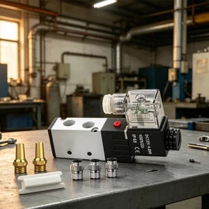 4V210-08 DC 12V G1 / 4 Van khí nén điện từ 5 cổng 2 vị trí và đầu nối