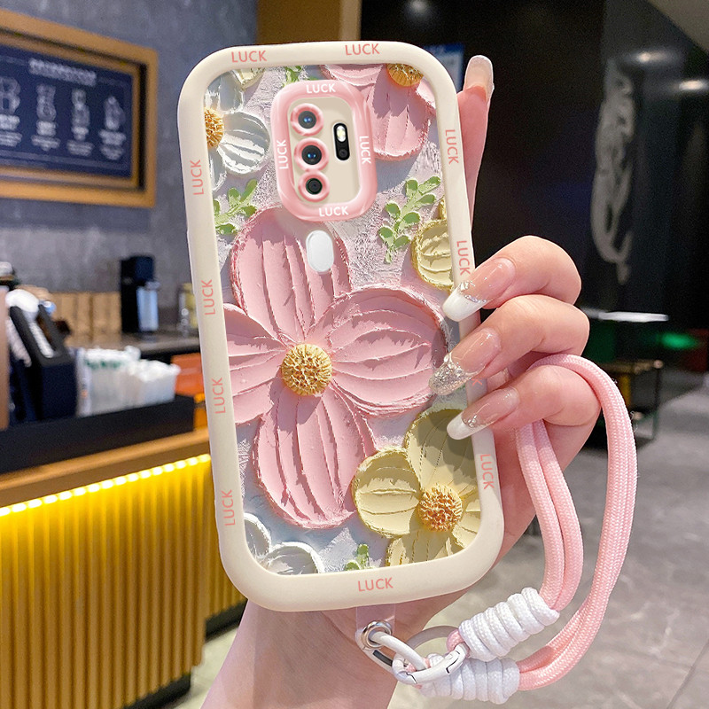 Ốp Lưng OPPO A5 2020 A9 2020 Case Với Lanyard Hoa nhỏ đẹp
