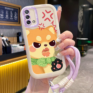 Ốp Lưng OPPO A74 A95 F19 F19s Reno 6 Lite Case Với Lanyard Hoạt hình Mèo