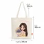Túi Tote Vải Canvas Chibi Love You Cô Gái Hoa Oải Hương Có Khóa Túi Phụ Dễ Thương 3 Màu a-totak0229
