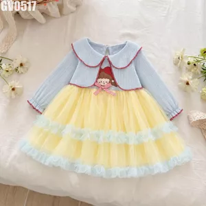 Váy Đầm Giả Khoác Cổ Sen Tay Dài Váy Voan Xòe Tầng Cho Bé Gái 9 - 18Kg Noel MINTSCLOSET - GV0517