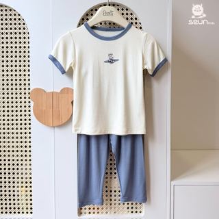 | SEUN KIDS | Bộ tay ngắn quần dài bé trai bé gái visco lụa mát lạnh 8kg đến 35kg bộ đồ cho bé bộ mặc nhà