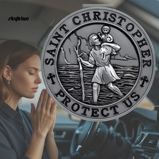 {skyblue.ph} Kẹp Tấm Che St Christopher Cho Xe Ô Tô Kim Loại Saint Christopher Bùa Hộ Mệnh An Toàn Talisman Phụ Kiện Ô Tô Cho Người Lái Xe Gia Đình