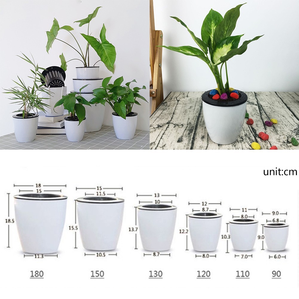 < cosyh > Chậu hoa bằng nhựa tròn tự tưới cây tự động Trang trí sân vườn Văn phòng tại nhà