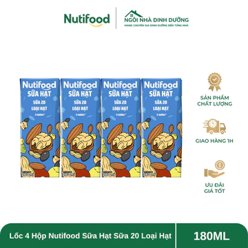 Lốc 4 Hộp Nutifood Sữa Hạt Sữa 20 Loại Hạt 180ml