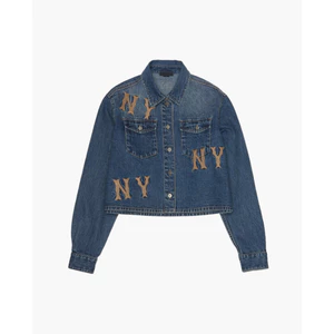 MLB - Áo khoác denim nữ tay dài phối logo_3FDRG0254-50INS