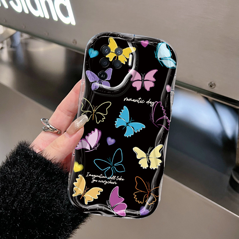 Ốp Lưng OPPO A95 A93 Reno 6 Lite Reno 4F Reno 4 Lite F19 F19s Case Trong suốt Vỏ mềm Mẫu bướm đẹp đáng yêu
