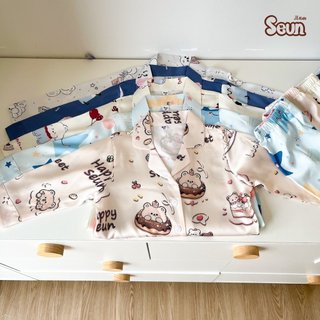 | SEUNKIDS | Bộ pijama dài tay cho bé gái bé trai bộ thu đông cho bé
