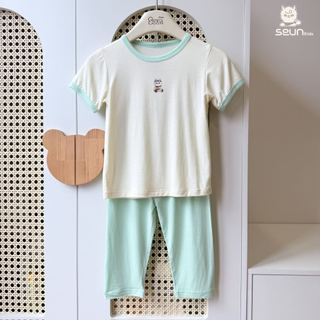 | SEUN KIDS | Bộ tay ngắn quần dài bé trai bé gái visco lụa mát lạnh 8kg đến 35kg bộ đồ cho bé bộ mặc nhà