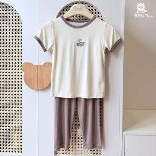 | SEUN KIDS | Bộ tay ngắn quần dài bé trai bé gái visco lụa mát lạnh 8kg đến 35kg bộ đồ cho bé bộ mặc nhà