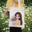 Túi Tote Vải Canvas Chibi Love You Cô Gái Hoa Oải Hương Có Khóa Túi Phụ Dễ Thương 3 Màu a-totak0229