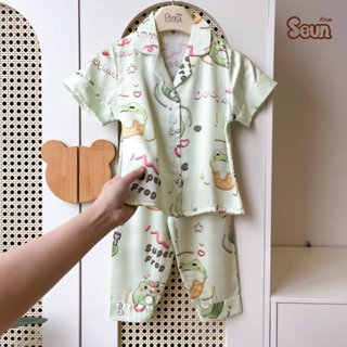 | SEUNKIDS | Bộ pijama tay ngắn quần dài cho bé trai bé gái bộ đồ cho bé