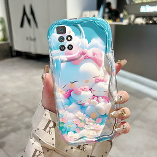 Ốp Lưng Xiaomi Redmi 10 Prime 10C Case Trong suốt Hoạt hình mèo trắng đáng yêu
