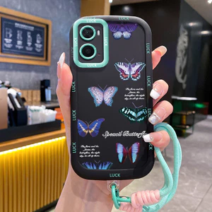Ốp Lưng OPPO A36 A76 A96Case Với Lanyard Bướm Hoạt hình