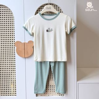 | SEUN KIDS | Bộ tay ngắn quần dài bé trai bé gái visco lụa mát lạnh 8kg đến 35kg bộ đồ cho bé bộ mặc nhà