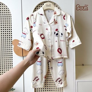 | SEUNKIDS | Bộ pijama dài tay cho bé gái bé trai bộ thu đông cho bé