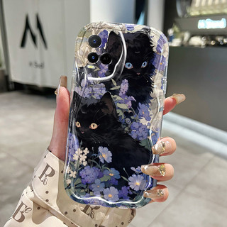 Ốp Lưng VIVO Y21 Y21s Y21t Y21e Y21a Y33t Y33s Y21G Y22 Y22s Y28 Case Trong suốt Hoạt hình Mèo đen đáng yêu