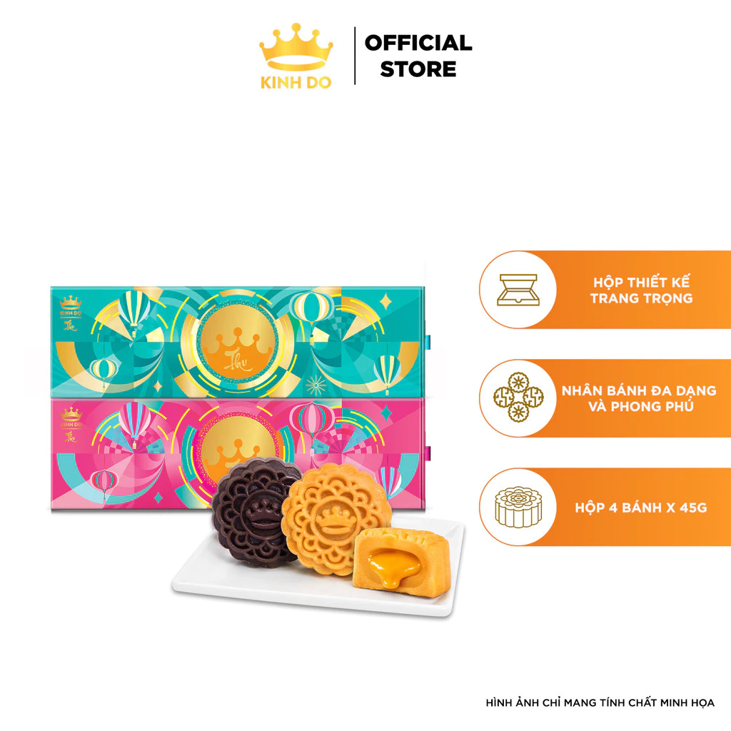 [HANNAHOLALA] Hộp bánh trung thu Kinh Đô cao cấp - Mini Lava (4 bánh x 45g)